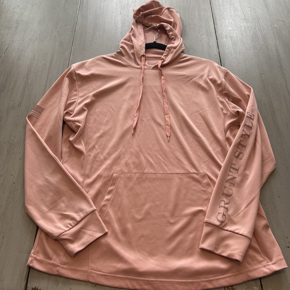 Grunt Style Dusty Pink Hooded Long Sleeve Shirt Women’s Sz 2XL Thumb Holes